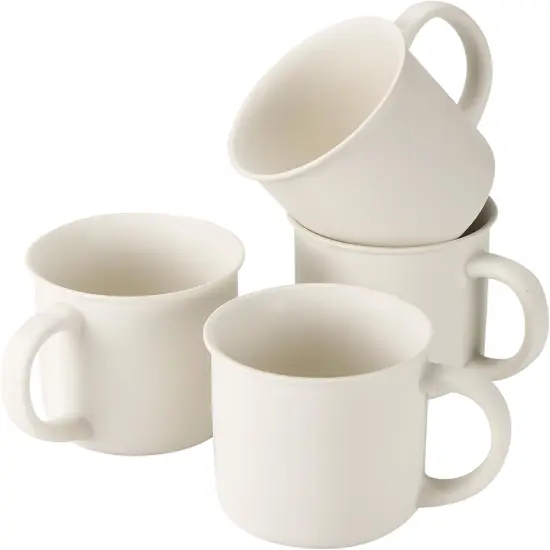 White Coffee Mugs Set of 4, 12 Ounce Coffee Mugs with Handles {1}