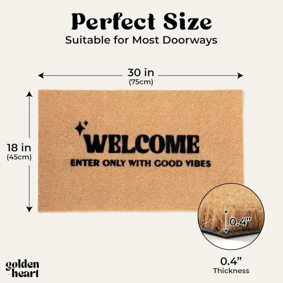Welcome Mat Outdoor Good Vibes - Welcome Mat Ecofriendly for Front Door, Housewarming Gift {3}
