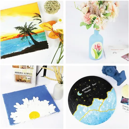 Acrylic Paint Set 24 Colors Craft Paints in Tubes with 10 Art Brushes Rich Pigment for Artists Beginners Kids Painting on Canvas Wood Fabric Crafts, 36ml/Tube {5}