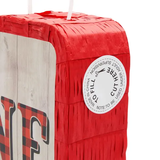 Number 1 Pinata for Kids Lumberjack First Birthday Decorations, Red/Black Buffalo Plaid (16.6 x 13 x 3 In) {4}