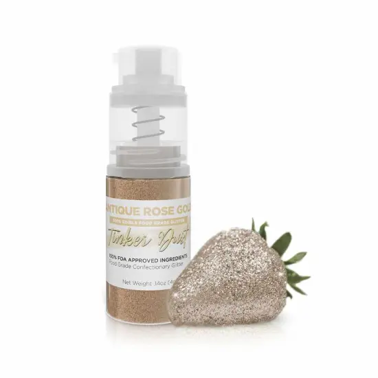 Bakell - Antique Rose Gold Tinker Dust Edible Glitter (4g, 1x Spray Pump) for Food, Desserts, and Beverages! {1}