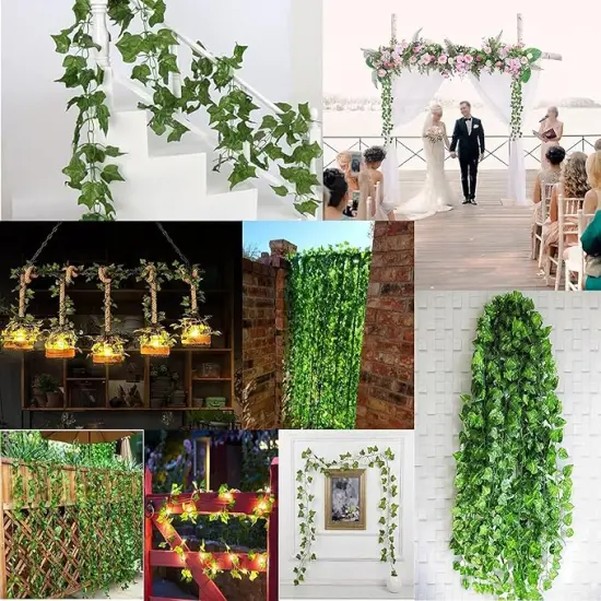 36 Strands 248FT Fake Ivy Garlands Leaves Artificial Vines Faux Green Hanging Plants for Bedroom Wall House Decor Outdoor Wedding Photography Backdrops, Non-discoloring {4}