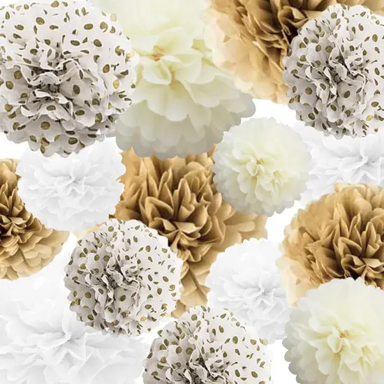 Tissue Paper Pompoms Ceiling Decors Paper Flower 22 Pcs Khaki ,Beige, White Paper Flower Ball for Birthday Bachelorette Wedding Baby Shower Gender Reveal Bridal Shower Party Decoration {1}
