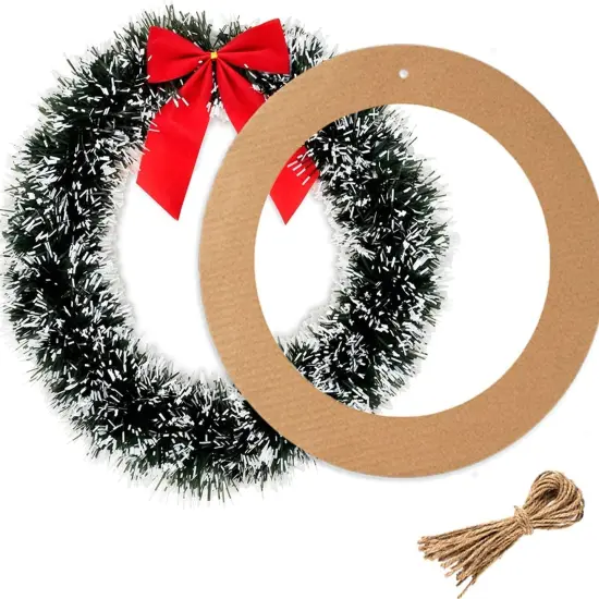 10 Pieces Large Hanging Round Wreath frame 12Inch Cardboard Wreath Rings for DIY Crafts Paper Round Circle Hanging Ornaments Decorations with Hole Twine for Decor {3}