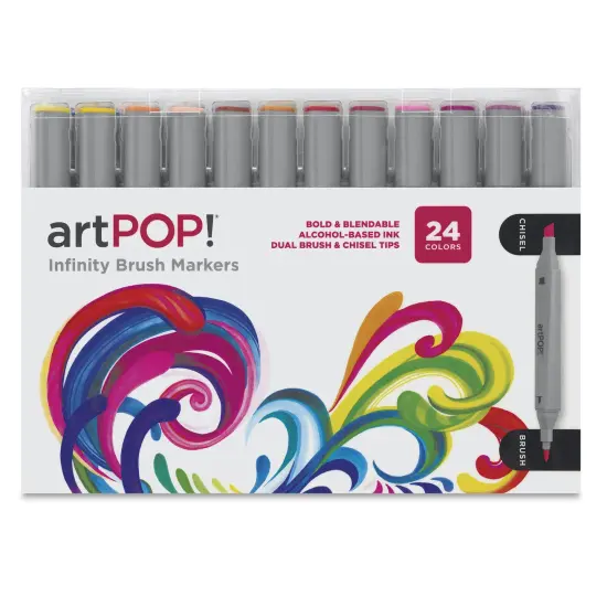 artPOP! Infinity Brush Markers (24 Pack) - Premium Dual Tip Alcohol Markers Set with Brush & Chisel Tips - Professional Art Markers for Artists, Designers & Hobbyists - Ergonomic Design {3}
