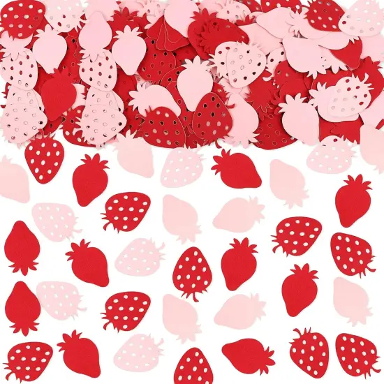 100PCS Strawberry Confetti Strawberry Table Pink and Red Confetti for Baby Shower Themed Bee Birthday Table Decoration Supplies (red) {1}
