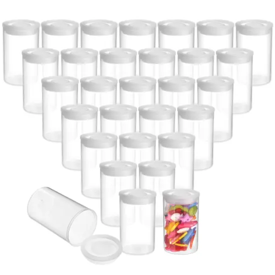 Film Canisters with Caps - 30-Count 35mm Clear Film Canisters, Transparent Storage Containers for Small Accessories {1}