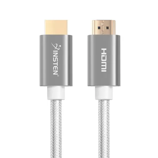Insten - 3 Feet HDMI Male to Male Cable, 2.1 Version, 8K 60Hz, 48Gbps, Gold Connectors, Nylon Braided, White {4}
