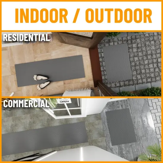2'7" x 8' Commercial-Grade Hallway Runner with Scraper Pile Extra Durable Non-Slip Rug Mat for Indoor & Outdoor Use - Ideal for Kitchen, Entryway, Patio & Garage - High-Traffic Carpet, Gray {2}