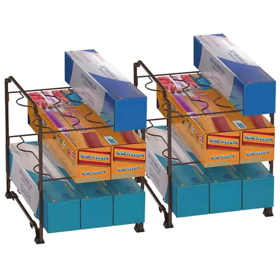 Upgraded Kitchen Wrap Organizer Rack - Non-Slip, Stackable Foil & Plastic Wrap Storage for Cabinets/Countertops - Space-Saving Design (7.7"L x 9.5"W x 9.4"H) White {7}