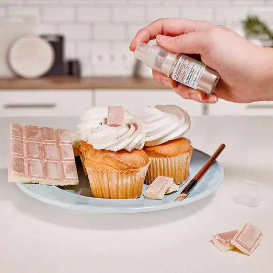 Bakell - Peach Champagne Luster Dust (4g, 1x Pump) Edible Vegan Dust & Paint for Baking, Desserts and Beverages {2}