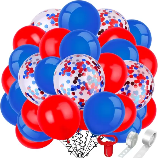 80 Piece Red Blue and White Balloon Kit Independence Day Confetti Latex Balloons 12 Inch for 4th July Event Party Arch Decorations Supplies {1}