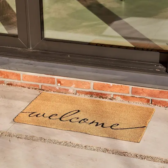 Coco Coir Door Mat with Heavy Duty Backing, Welcome Doormat (17" x 30"), Doormat Indoor Entrance (Cursive Welcome) {5}