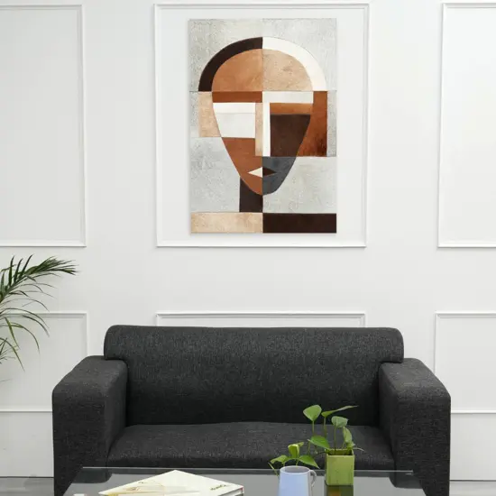 Hairon Leather Wall Decor - Tan/Beige/Grey {1}