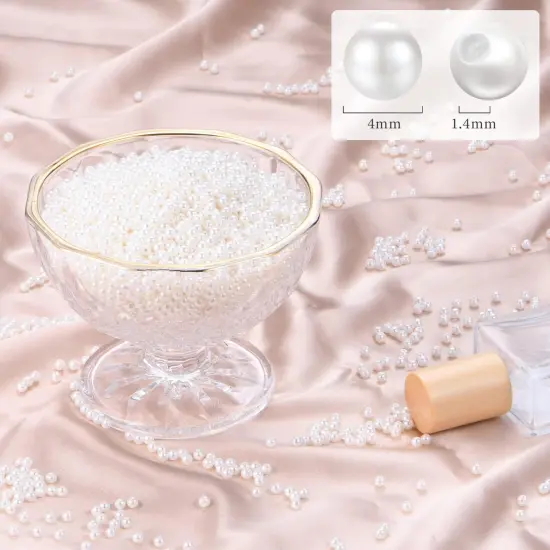 Pearl Beads for Jewelry Making 2400pcs 4mm Pearl Craft Beads with Hole Loose Fake Pearls Small Faux Pearls for Jewelry Making Bracelet Necklace DIY, Sewing Decor and Vase Filler {3}