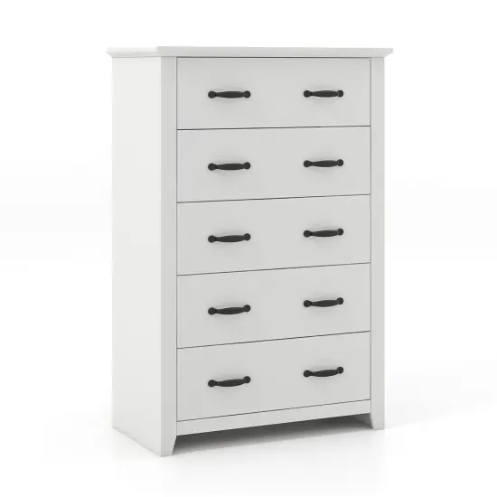 Tall Storage Dresser with 5 Slide Out Drawers and Smooth Metal Slide Rail Perfect for Any Room White {2}