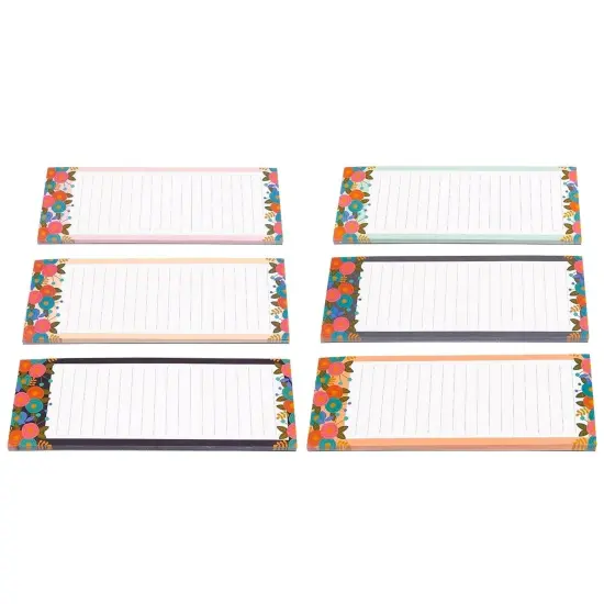 6 Pack Magnetic Notepads for Refrigerator - Shopping List, To-Do, Memo, Scratch Pads (6 Floral Designs, 60 Sheets Each) White {7}