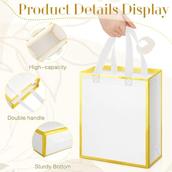 16 Pcs Reusable Gift Goodie Bags with Handles Non Woven Party Favor Shopping Tote Bags {4}