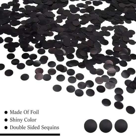 50g/1.76oz Metallic Glitter Foil Confetti 15mm Black Round Confetti Glitter Table Circle Dots Confetti Throwing Sequins for Party Decorations (Black/ZX-YX) {3}