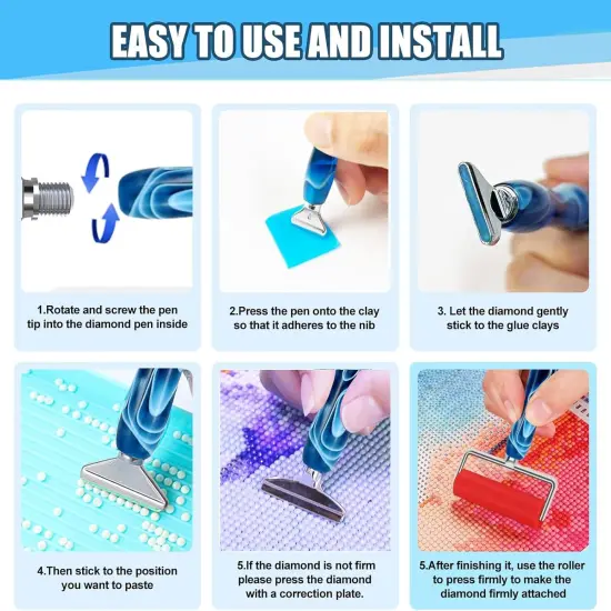 14PCS Diamond Painting Pen Accessories Tools Set, Exquisite Stainless Steel Metal Pen Tips,Ergonomic Diamond Art Pen and 6 Painting Glue Clay,Comfort Grip and Faster Drilling {4}