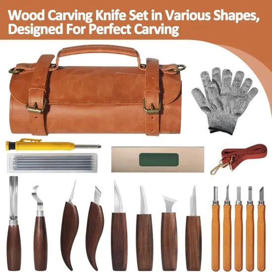 Wood Carving Kit,Carving Knife Set for Beginners,and Adults,Wood Carving Tools,Whittling Knife Set,Wood Whittling Set for Hobbies, Carving Set,Hook Knife,Spoon Carving Knife Suitable，Gift {4}