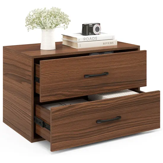 Stackable Horizontal Storage Cabinet Dresser Chest 2-Drawer and Handles ideal for Study or Closet, Bedroom Espresso {4}