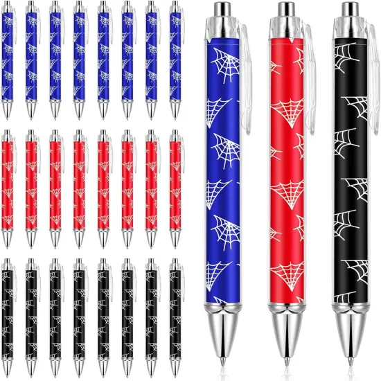 24 Pcs Ballpoint Pen Bulk 1.00 mm Retractable Gel Ink Pens Classroom Reward Prizes Goodie Bags Stuffers Gift Party Favors Supplies for Birthday themed Party Decorations (Spider Web) {1}