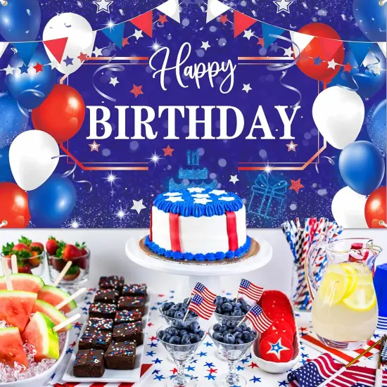 Red White and Blue Birthday Decorations Banner Royal Blue Red White Patriotic Party Supplies for 4th of July Independence Day {5}