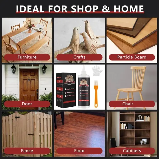 Wood Glue, Strongest Glue for Woodworking, Waterproof Clear Wood Glue for Furniture Heavy Duty, Interior & Exterior Furniture Glue for Crafts, Furniture, Baseboard, cabinets, Door (150g) {5}
