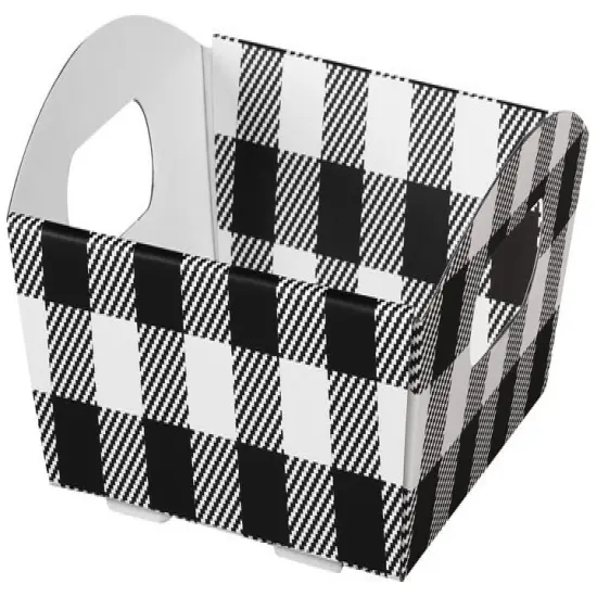 Pack/6: Black & White Plaid Presentation Trays - 11-1/4 x 7-1/2 x 2-1/2" {2}