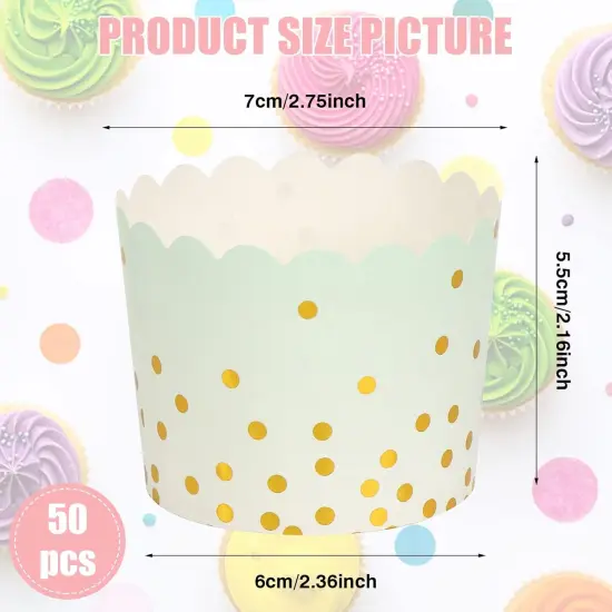 50 Pcs Colorful Greaseproof Paper Baking Cups Large 5 Oz Cupcake Paper Liners Disposable Muffin Cases Cupcake Holders Containers for Wedding Party Festival Graduation Party (D) {2}
