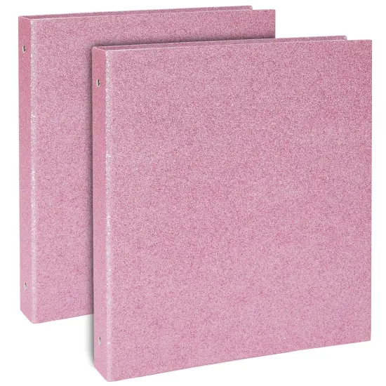 Paper Junkie 2 Pack Sparkly Pink 3 Ring Binder with 2 Inch Rings, Glitter File Folder Pockets for Office Supplies, Planner, Portfolio 350 Sheet Capacity (11 x 12 in) {1}