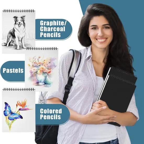 4 Pack 9" x 12" Sketch Book Top Spiral Bound Sketch Pad 100 Sheets 100 GSM Spiral Bound Art Sketchbook Artistic Drawing Painting Writing Paper for Adults Beginners Artists {2}