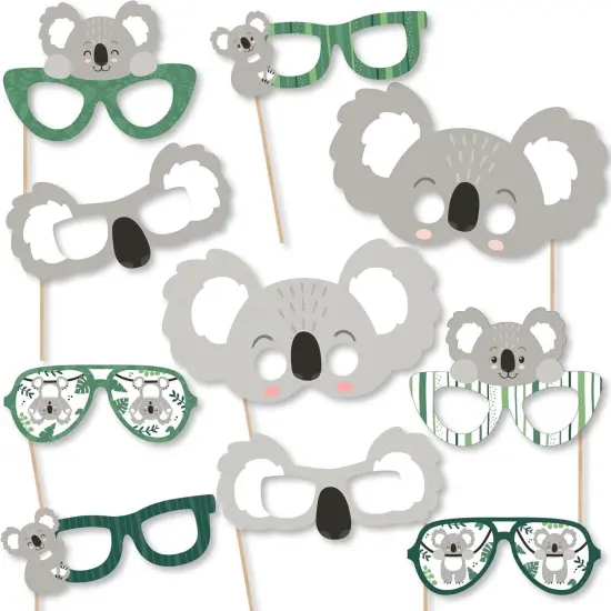 Koala Cutie Glasses and Masks - Paper Card Stock Bear Birthday Party and Baby Shower Photo Booth Props Kit - 10 Count {1}