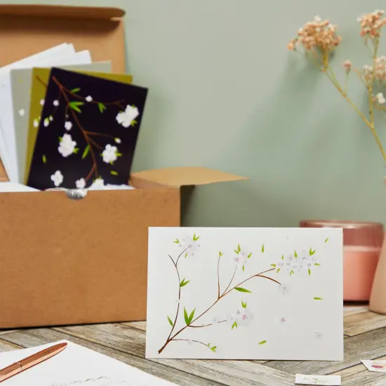 Best Paper Greetings 120 Pack Cherry Blossom Note Cards with Envelopes - Thank You, Wedding, Business, Birthday, All Occasion Spring Card (6 Floral Designs, 4x6 In) - Blank Note Cards and Envelopes Multicolor {2}