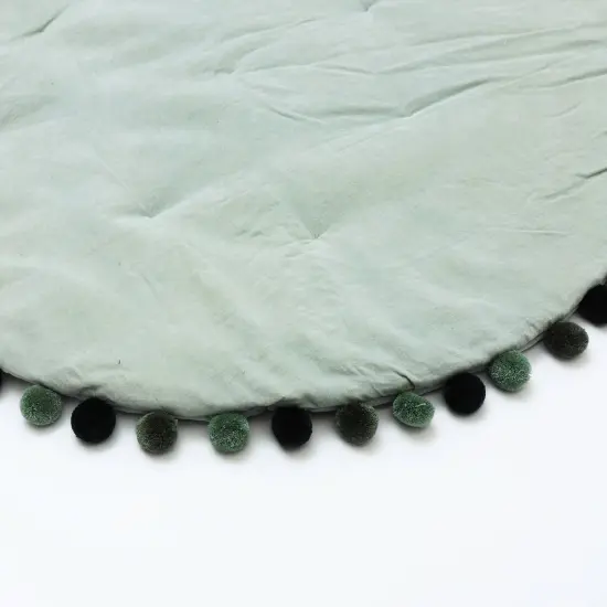 Round Cotton Soft & Fine Velvet Play-mat Green {2}