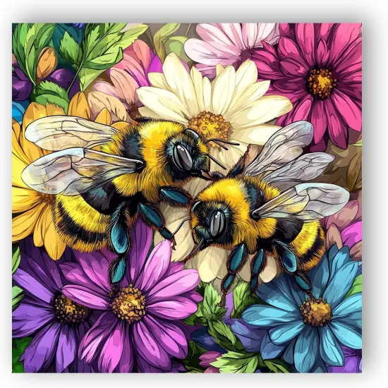 5D DIY Diamond Art Bee, Diamond Art Kits for Adults Flower, Diamond Painting {1}