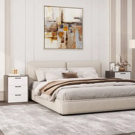 Costway 3 Drawer Dresser Chest of Drawer Storage Cabinet with Wide Storage Space Organizer {4}