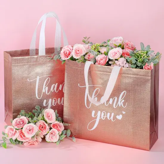 30-Pieces Reusable Thank You Gift Bags with Handles Rose gold {1}