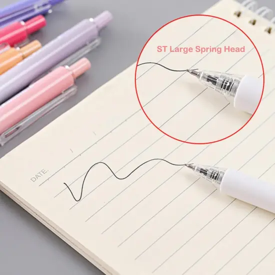 Retractable Gel Pens, 0.5mm Fine Point, Quick Drying, Writing Drawing, Black ink gel pens, Box of 6 Pens (Black) {4}