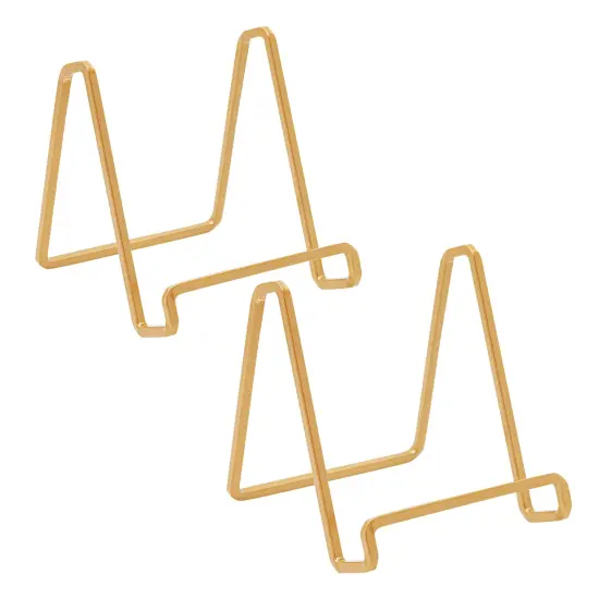 Gold Stand for Display, Cookbook Recipe Holder, Picture Easel Stand (5 x 5.75 x 5.65 In, 2 Pack) {1}