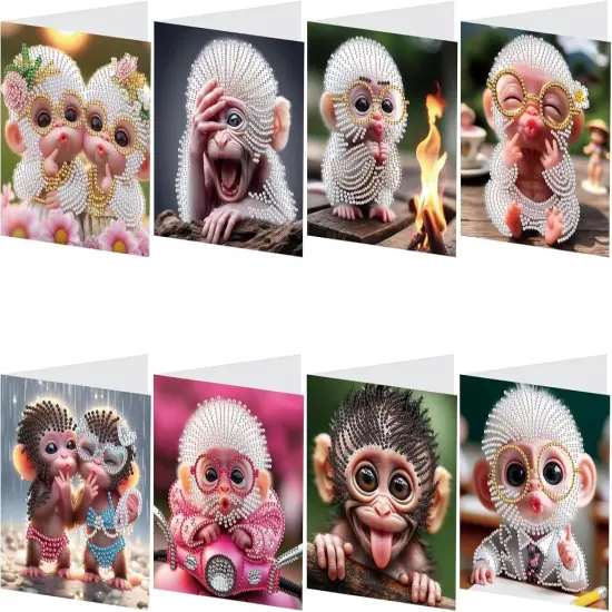 Diamond Painting Greeting Card Kit, Special Shaped Diamonds Painting, DIY Handcraft for Relatives and Friends with Wishes,Unique Design Crafting for Birthday or Holiday Cards {1}