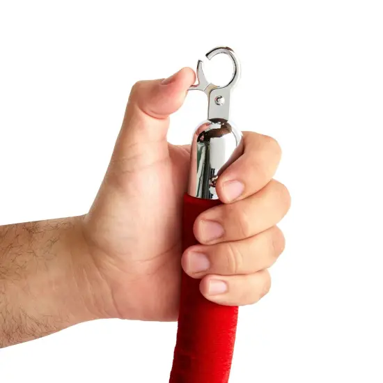 Set of 2 Red Velvet Stanchion Rope - 5 ft Control Barriers with Polished Silver Hooks {4}