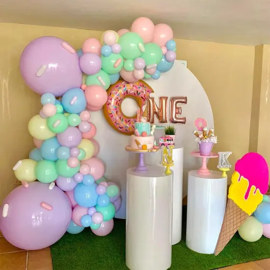Pastel Donut Balloon Arch Garland Kit,159Pcs Macaron Color Rainbow Balloons Ice Cream Foil Balloons for Girls Donut Grow Up Sweet One Candyland Birthday Party Baby Shower Two Sweet Decorations {3}
