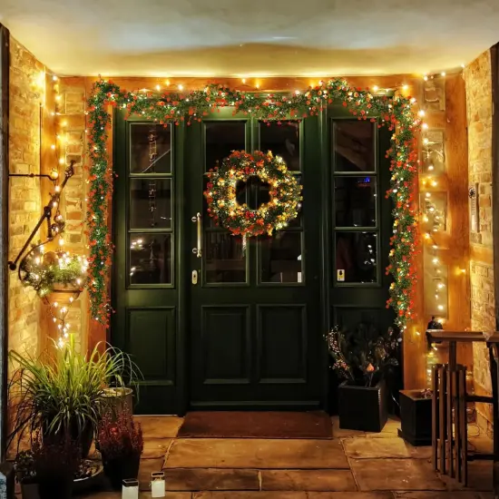 Faux Spring Eucalyptus Garland Artificial Hanging Vines Wedding Greenery Garland with Lights Faux Plants Indoor Flower Vine for Wall Fireplace Table Porch Door Decoration {2}