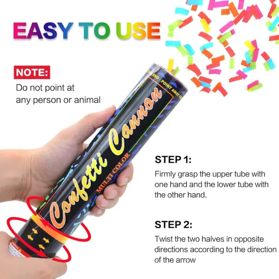 Confetti Cannon 6Pack Biodegradable Confetti Poppers Multicolor Party Confetti Shooters Party Poppers 12inch Cannon Launches 15-20ft for Birthday Wedding Graduation New Years Celebration Decorations {2}