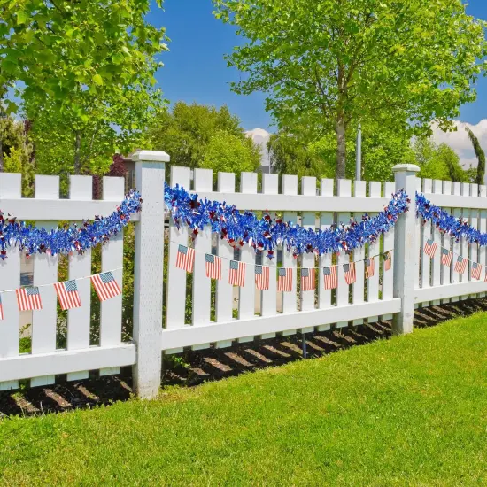 4th of July Garland Decor,33Ft Glitter Tinsel Patriotic Decorations for Tree Car Golf Cart Parade Float Bike Outdoor Holiday Independence Day Memorial Day Veteran's Day USA Summer Red White Blue {4}
