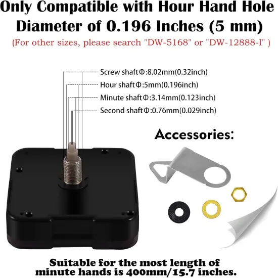 Clock Mechanism, 5/16 inches - 59/64 inches Shaft Length Quartz Wall Clock Motor Replacement, Clock Parts Battery Operated (No Clock Hands) {2}
