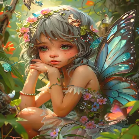 Butterfly Fairy in The Forest Paint by Number for Adults Beginner Girl with Flower Butterfly Pictures Paint by Numbers Digital Oil Artwork Butterfly Girl Painting by Number Without Frame 16x20 Inch {1}