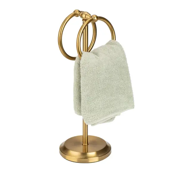 Classical Double Ring Design Fingertip Towel Holder Gold {2}